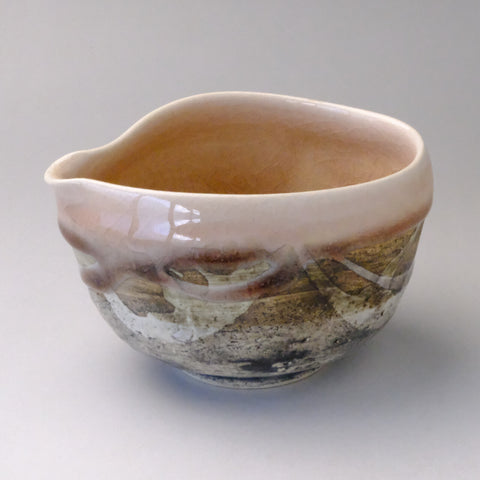 Pink Nagashi Katakuchi Matcha Bowl (Spouted)